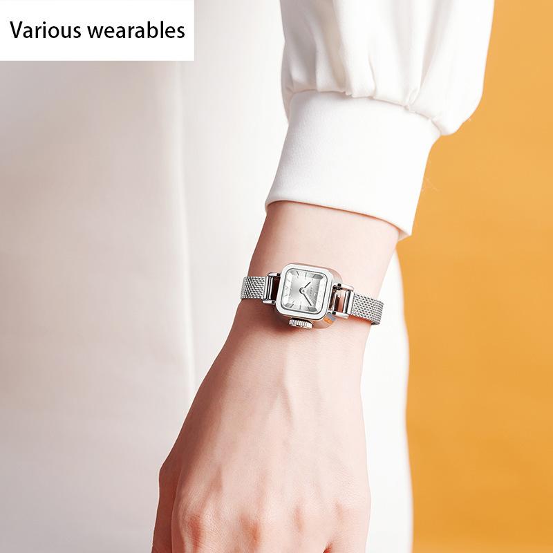 New Watch Square Mesh Belt Quartz Watch Fashion Simple Roman Pattern Waterproof Quartz Women's Belt Watch