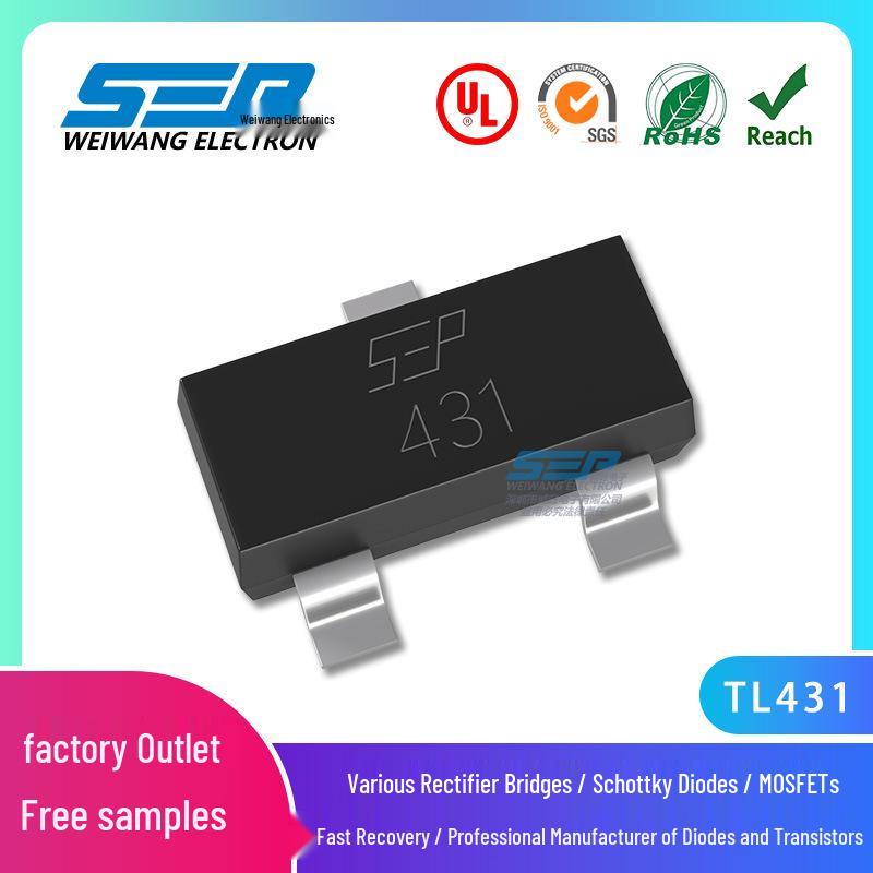 SEP TL431 SOT-23 SMD Voltage Regulator, 5% Accuracy, Three-Terminal, Screen Printed