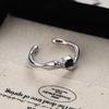 PONYKISS  Sterling Silver Square Zircon Opening Ring for Women Minimalist Irregular Fine  Trendy Geometric Accessories