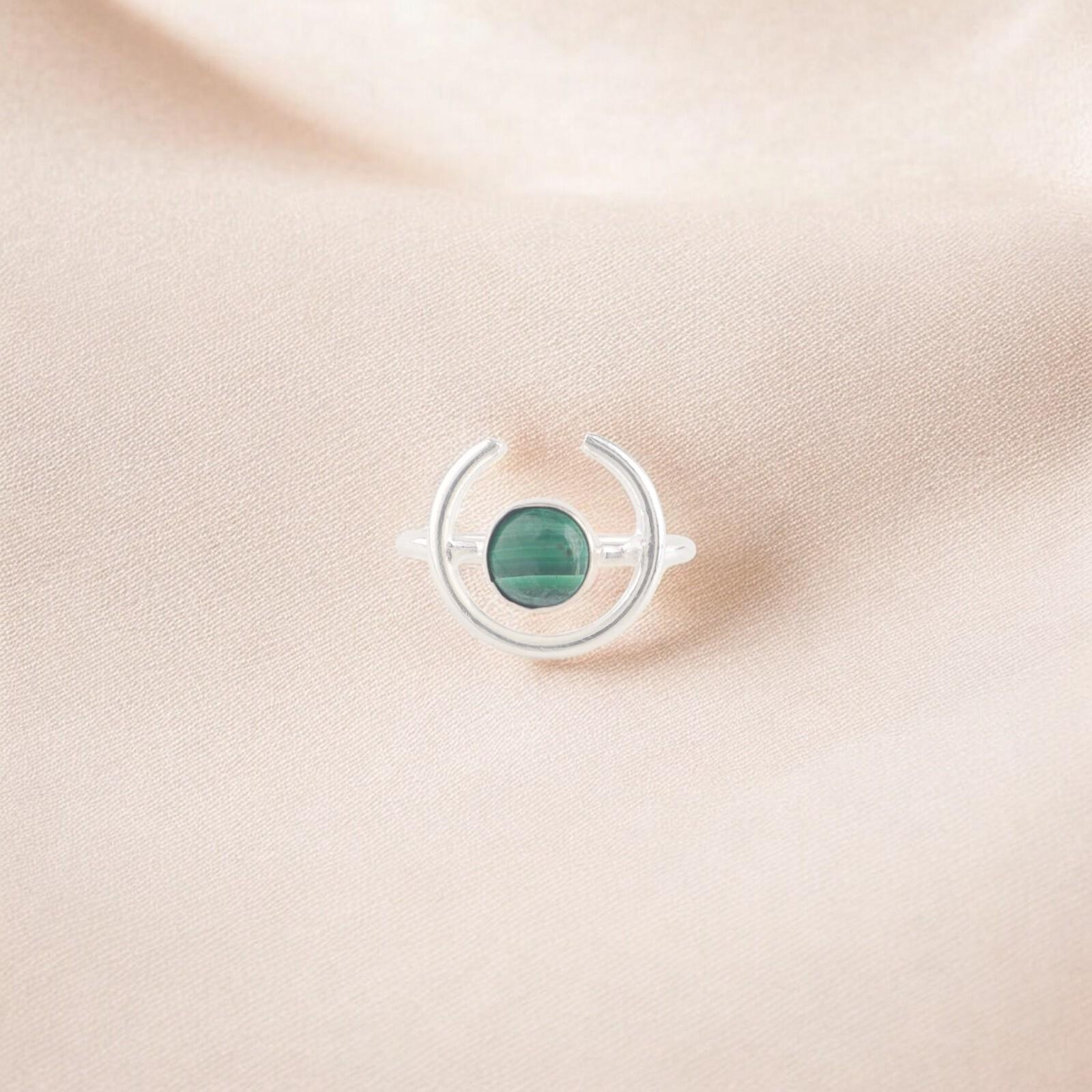 

Кольцо с малахитом из стерлингового серебра 925 пробы ручной работы, подарок на годовщину RR-54-22 5