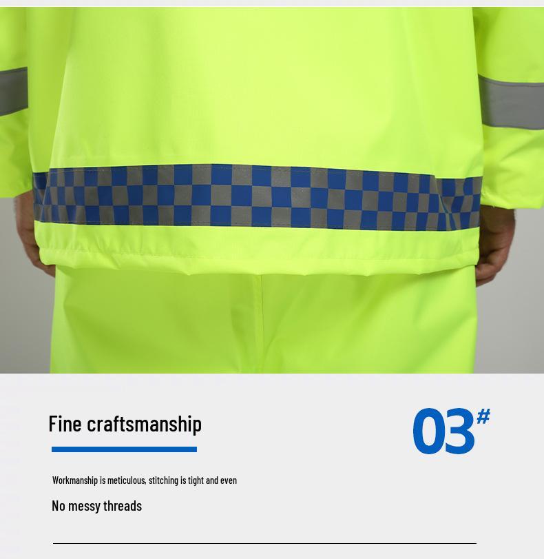 Reflekterande Trafikvakt Regnjacka & Byxor Set - 300D Oxfordtyg, Vattenavvisande, Slitstarkt, Anti-Kraftigt Regn, Utomhus-/Sanitetsanvändning.