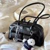 New Large Capacity Brown Bowling Handbag Women's Shoulder Bag Retro Korean INS Style Autumn Winter Fashion Trend Bag