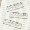 1pcs Portable Transparent Mini Ruler with Wave Line Drawing Measuring Tool Straight Ruler Pocket Protractor School Office