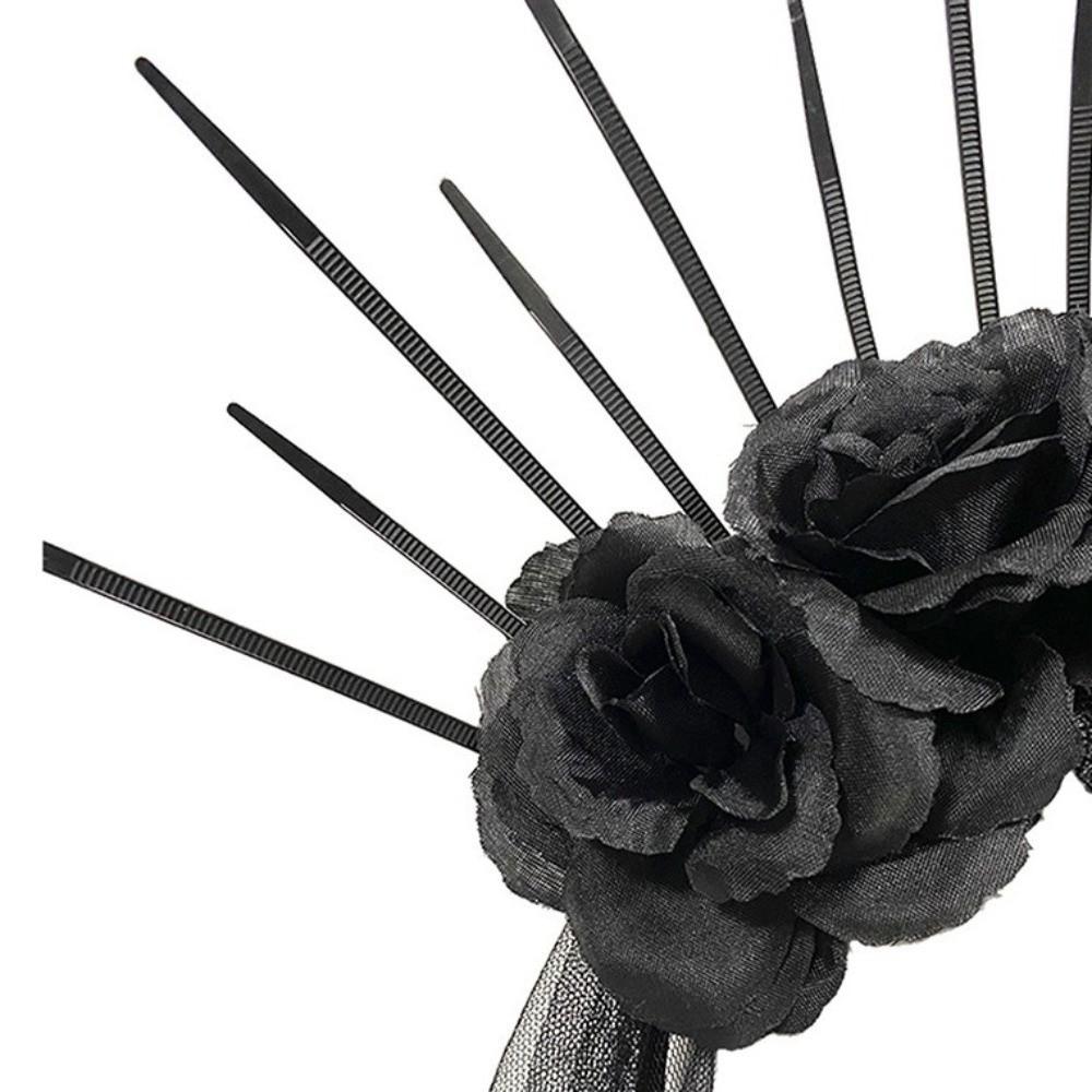 Gothic Halloween Headband Rhinestone Bride Hairband Headdress Veil Headband  Girl