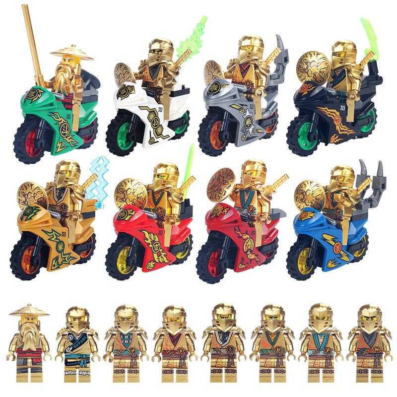 Movie Action Gold Mini Figures With Motorcycle Building Blocks Toys Bricks Model Boys Kids Christmas Gifts