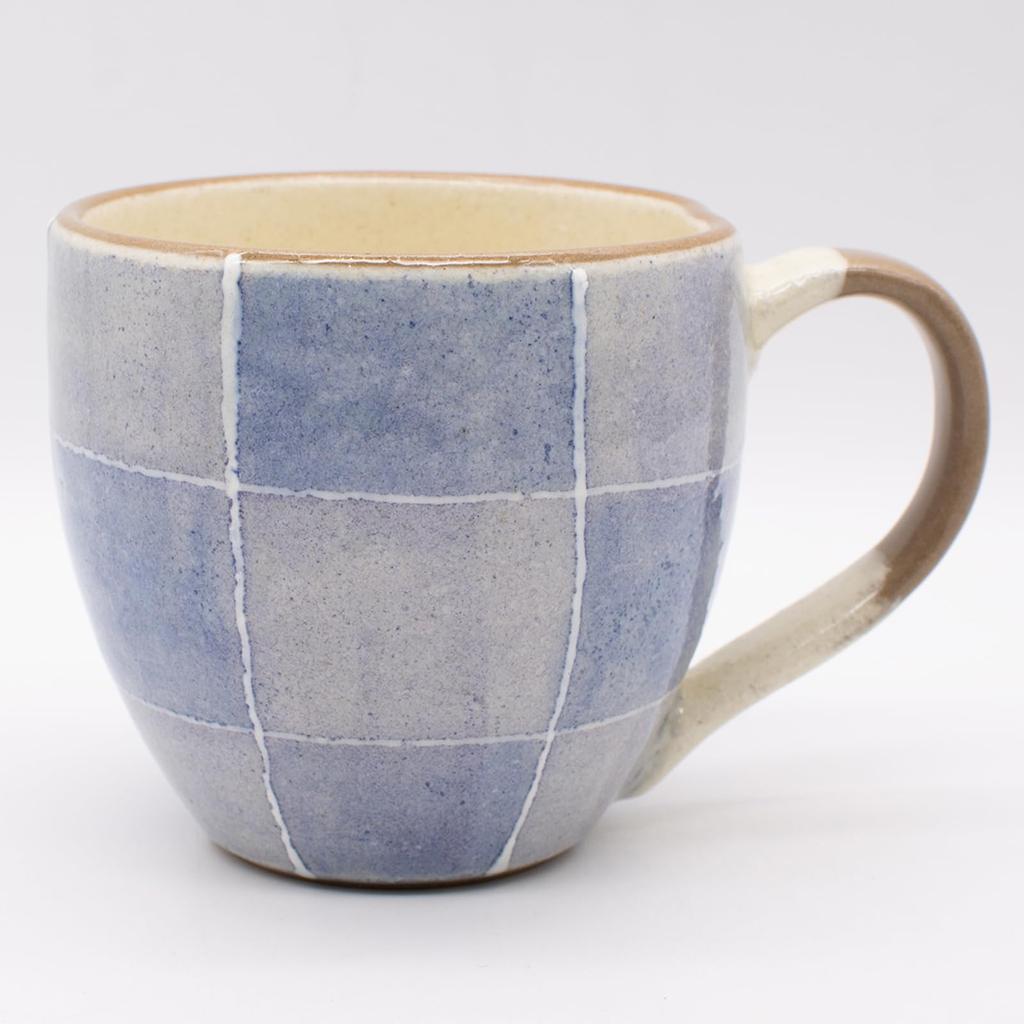 Mino Ware Mug Colored Checkered Purple Made in Japan 501-26