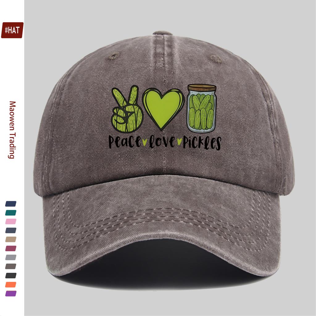 pc Love and Peace Pickle Design Printed Baseball Cap Fashionable Printed Decorative Hat Multiple Colors Available Comfortabl