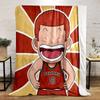 Cheerful Athlete In Red Jersey Patterned Flannel Blanket Perfect for the Bedroom Living Room, Sofa, or a Little Nap