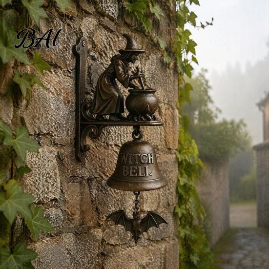 Decorative Wall Doorbell Vintage Christmas Doorbell, Welcome Hanging, Deer/Snowman/Santa Claus/Penguin/Witch Decor, Wrought Iron Holiday Decor