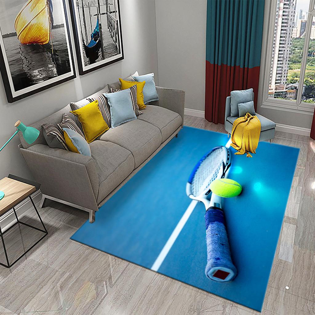 3D Funny Sport Tennis Carpets for Bedroom Living Room Bathroom Soft Comfortable Non-slip Absorbent Mat Children Play Bedside Rug