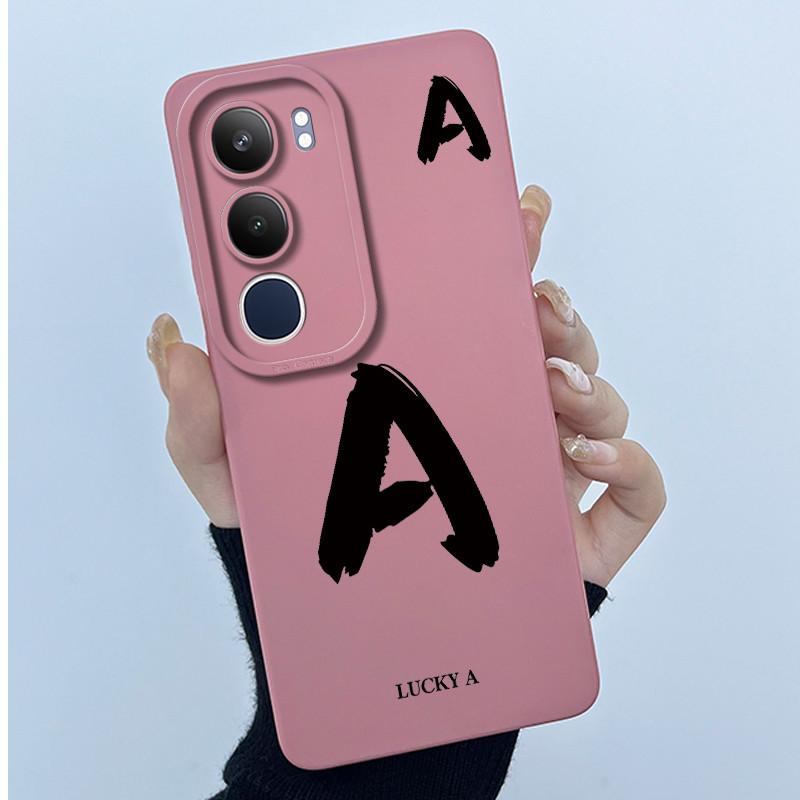 For Vivo Y19s V2149 Cover Case Lucky Initial Letter Couple Silicone Soft Matte Phone Bumper for Vivo Y19s 4G Y29 5G Casing