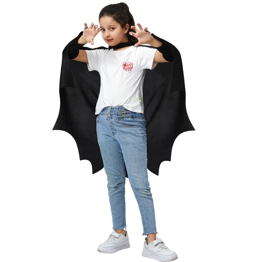 Top-Selling Bat-Shaped Halloween Cloak Jumpsuit with Sleeves - Black Cloak Set