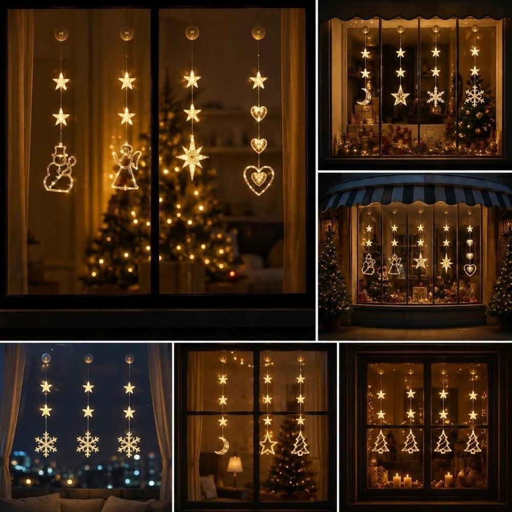 Elk/Snowflake/Bell/Snowman Christmas Hanging Light Christmas Window Lights Christmas Decoration
