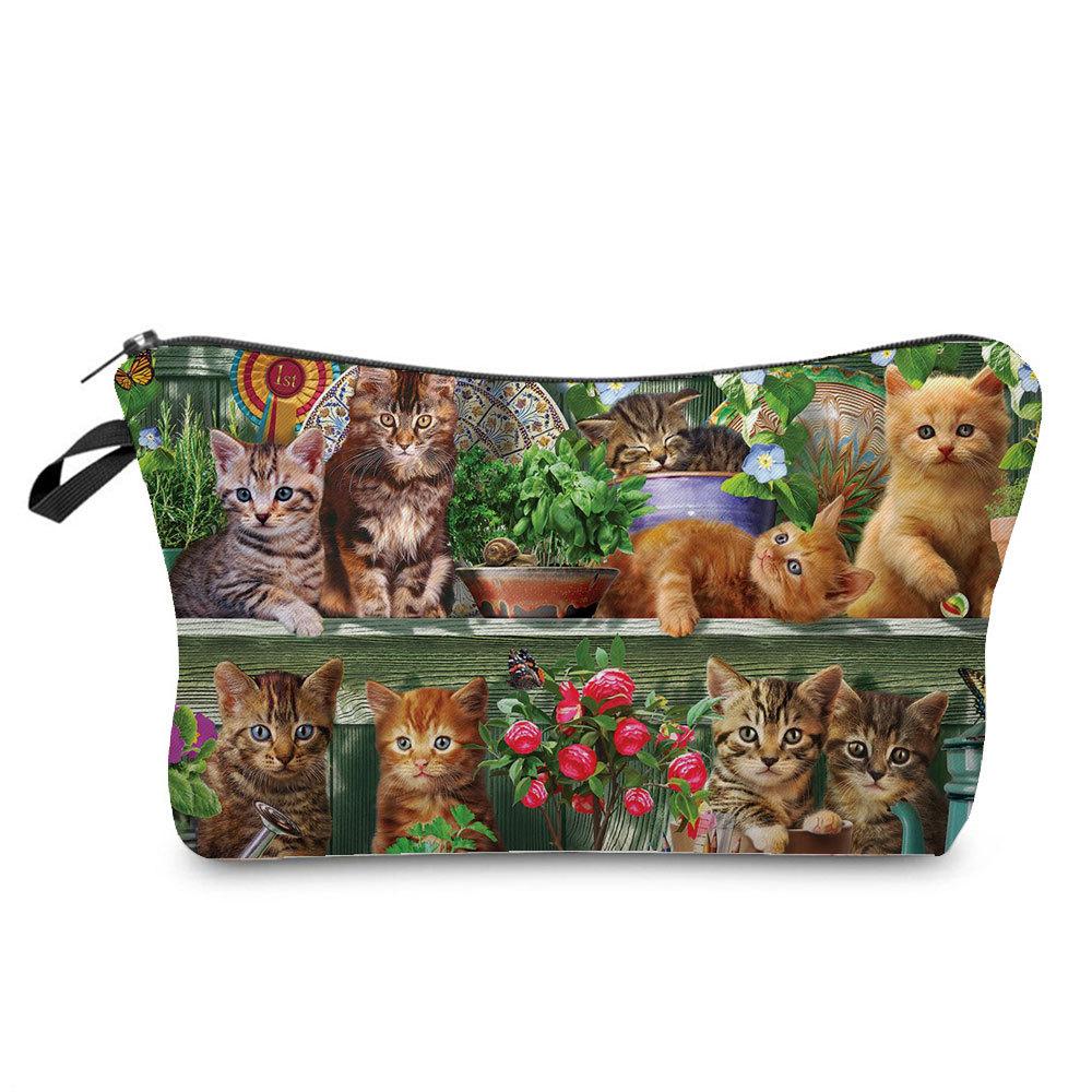 Women Cat Print Cosmetic Bag Toiletries Organize Travel Storage Case  6429