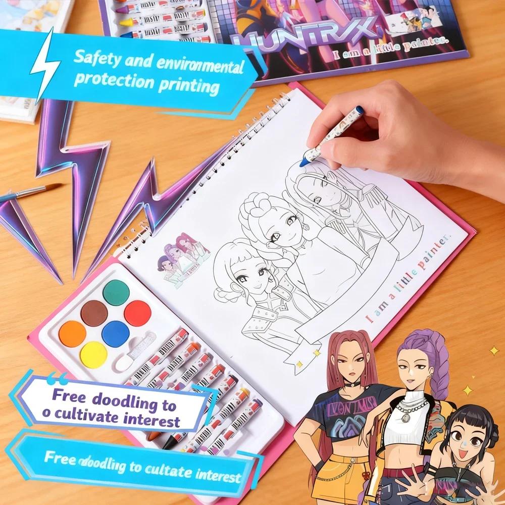 Colecție de Artă · Carte de Colorat Vânător de Demoni Kpop - Artă Linii Anime Exquisite, Caiet de Schițe Estetică pentru Copii Mici | Cadou Premium pentru Copii