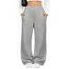 Ladies' Fashionable Color Straight Leg Pants With High Waist Pockets Casual Pants