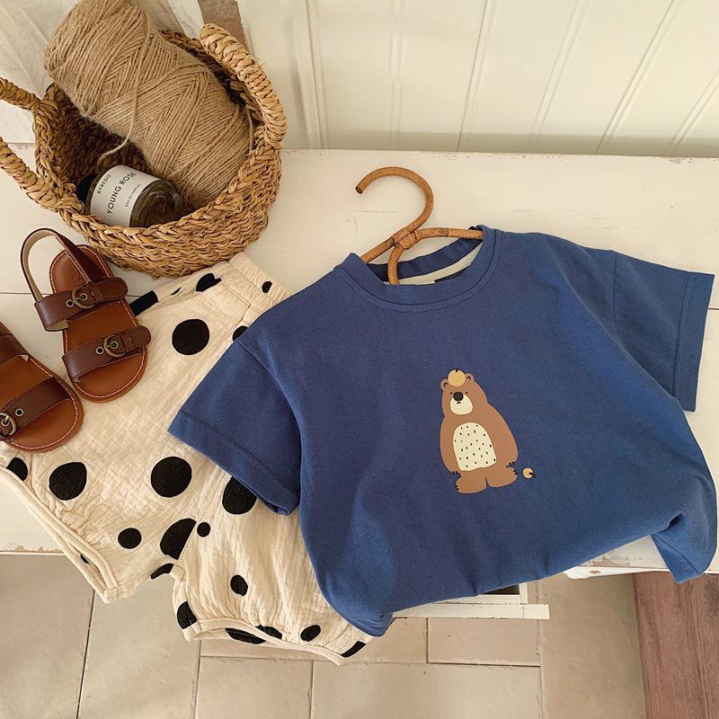Korean Chic Baby Cotton Breathable Cartoon T-Shirt - Unisex Summer 2025 Short Sleeve
