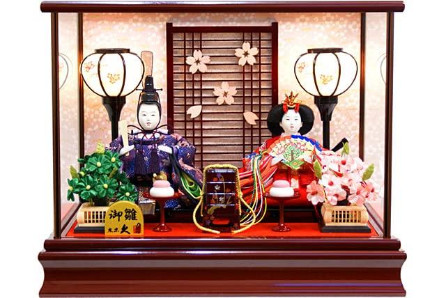 

Hina Doll Hisatsuki Two Imperial Princes Glass Case Decoration Joy Hina