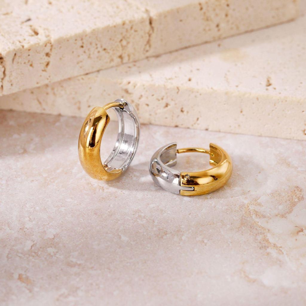Elegant Titanium Steel Hoop Earrings for Women - Lightweight, Luxurious, Round & Colorfast Accessories
