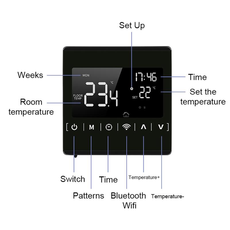 Smart-Tuya WLAN Thermostat für Fußbodenheizung Heizkörper Warmwasserheizung Digital-Controller Programmierbarer Thermostat