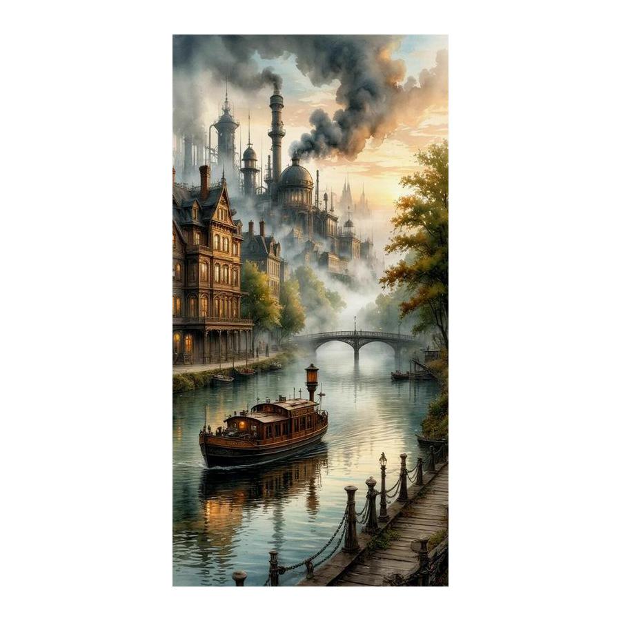 Industrial Town House River Large Size Diamond Painting New Collection Scenery Diy Full Drill Rhinestone Embroidery Mosaic Cross Stitch Kits