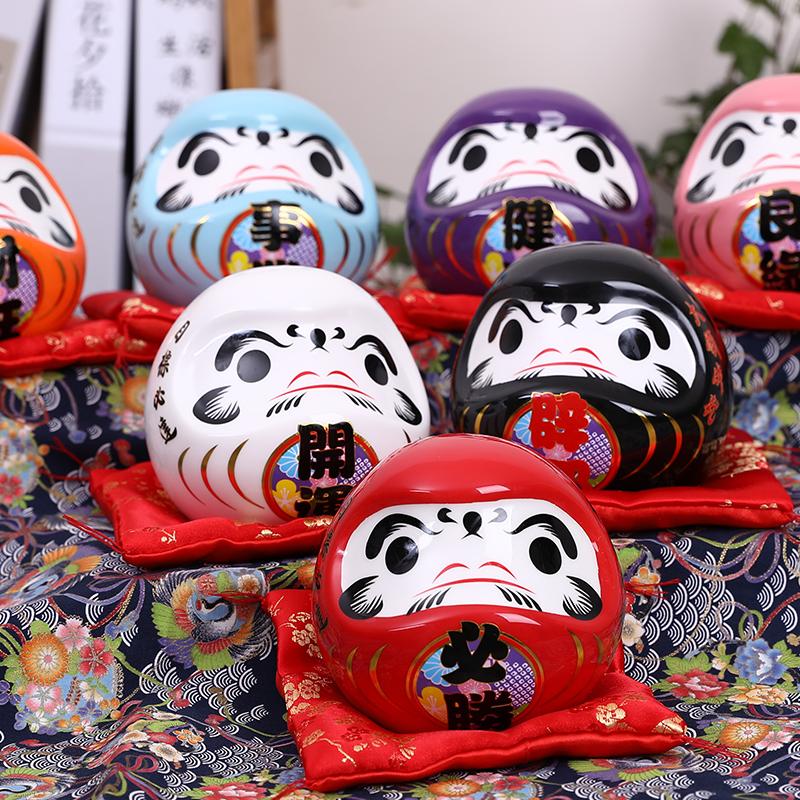 4,5 Zoll Maneki Neko Daruma Ornament Keramik Glückskatze Statue Home Dekoratives Geschenk Feng Shui Sparschwein
