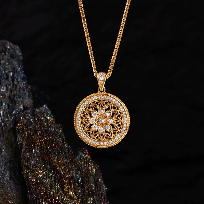 S925 Sterling Silver Compass Necklace, Bring Good Luck Across the Collar Chain, Moissanite Necklace