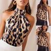 Frauen Mode Sexy Sommer Ärmellose Off Schulter Leopard Neckholder Bluse Top
