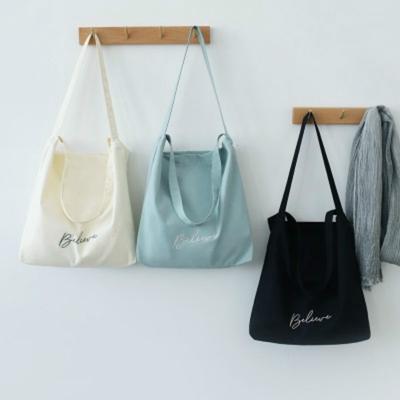 Canvas Bag Female Shoulder Embroidery Bag Portable Simple Embroidered Canvas Bag