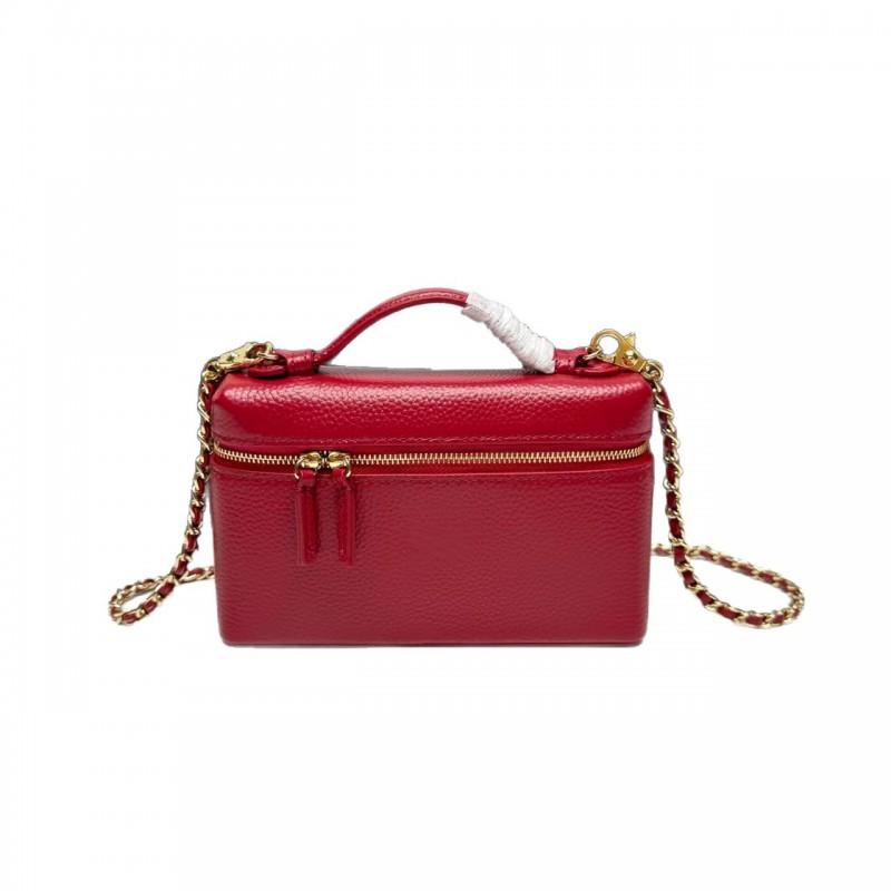 Litchi Textured Small Square Crossbody Bag Top Handle Chain Strap Womens Daily Shoulder