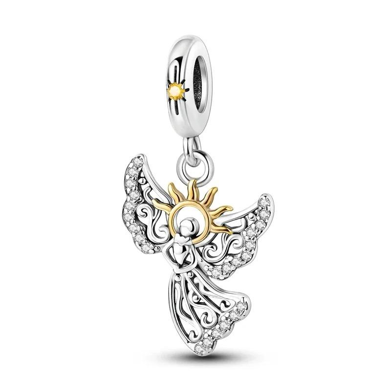 925 Silver Heart Mum Dangle Dream Catcher Charm DIY Jewelry For Women Original Bracelet Beads