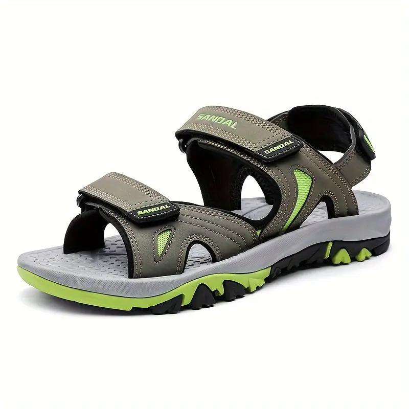 Men's Non-slip Hook And Loop Sandals, Durable Quick Dry Closed Toe