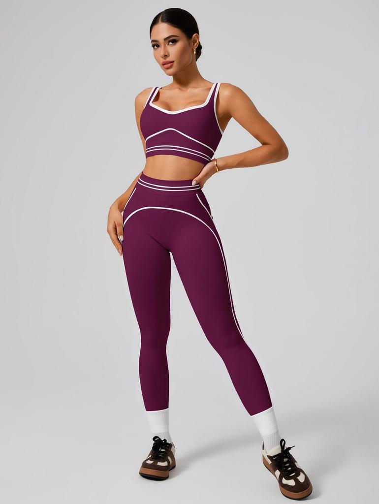 WF1326 Ärmelloses Sporttop & High Waist Bauchkontrolle Yoga-Set