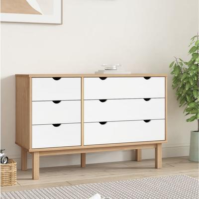 Vidaxl Otta Chest of Drawers, Brown-White 111X43X73.5 Cm, Pine
