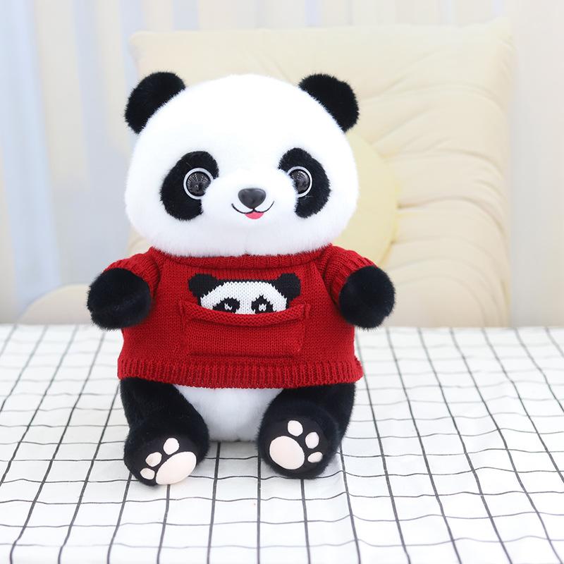 Pullover tragen Panda Puppe Kratzmaschine Puppe Riesenpanda 8 Zoll Plüsch Spielpanda Souvenir