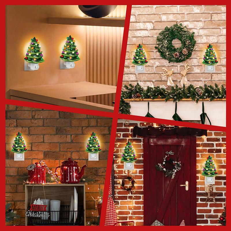 Resinous Christmas Tree Night Light Two Colours Ceramic Christmas Tree Bedside Lamp Mini Christmas Tree Bedside Lamp