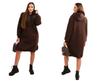 Brown Women's Warm Cotton Sweatshirt Dress with Hood
