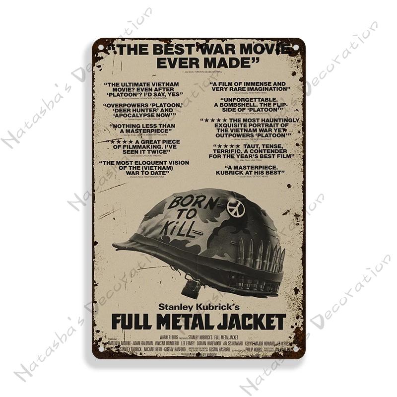 Classic Movie Metal Poster Full Metal Jacket Wall Decor Metal Tin Sign Vintage Wall Plate Retro  Plaque Industrial Decor
