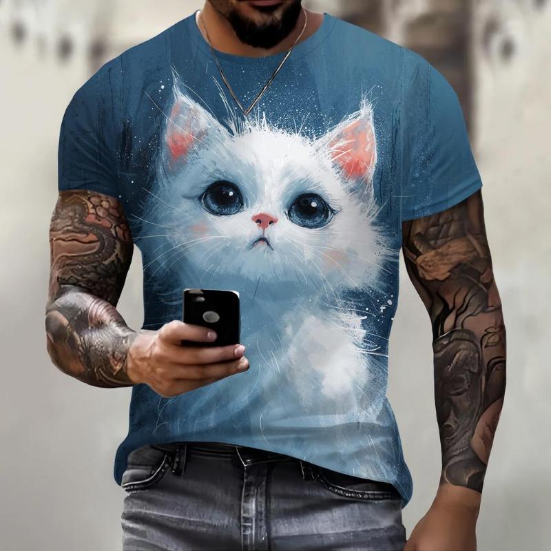 

Men s T-Shirt with Print 3d Cute Cat Print Tees Tops Fashion Men Animal Pattern T Shirt Oversized Streetwear O-Neck Fashion 6XL