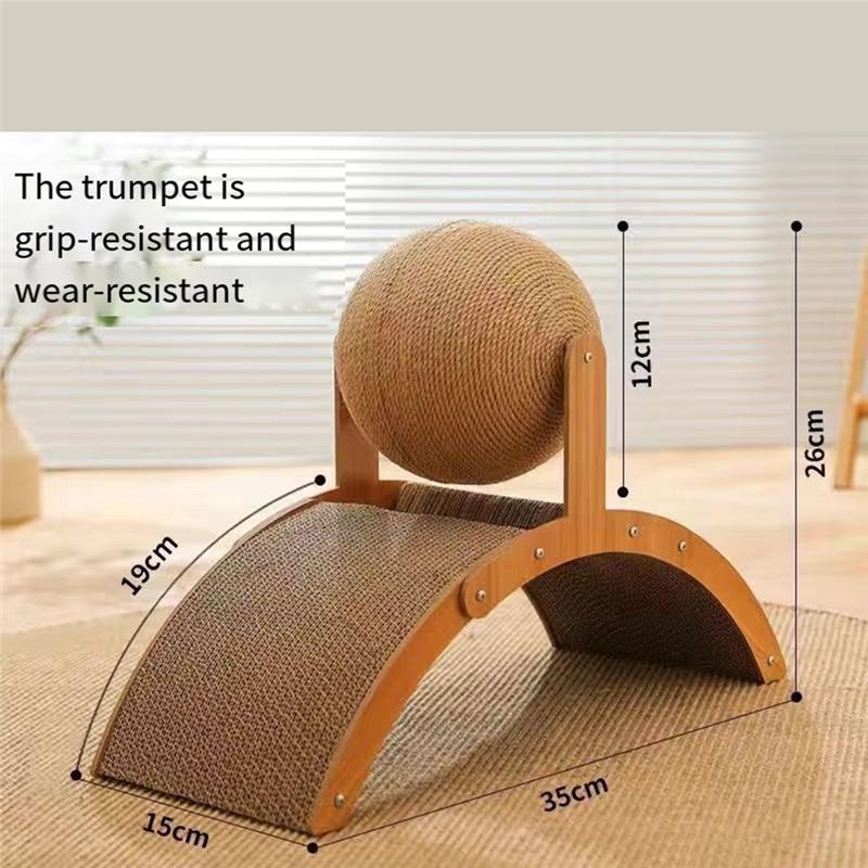 M-Modern-Cat Grinding Paw Cat Scratching Board 2 In1 Cats Scratchi Ball Wooden Scratcher Sisal Scratch Board Arch Bridge