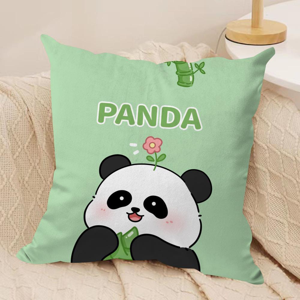 Cute Panda Cushion Cover Soft Plush Throw Pillow Cover DoubleSided Decorative Cushion Case Sofa Bedroom Home Decor