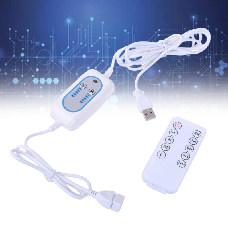 USB Extension Cable Timing Cord with Remote 4 Speed Adjust 2/4/6/812 Hour Timing for USB LED Lamp and Ceiling Fan