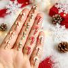 50Pcs Cute Christmas Candy Cane Nail Charms Colorful Resin Santa Claus Candy Cane Christmas Nail Rhinestones Winter Nail Decora