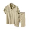 Men's Summer Solid Color Casual Set Short Sleeve Lapel Shirt + Shorts Two Piece Set