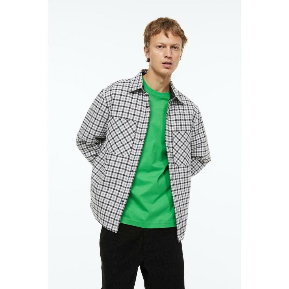 

H&M ватная рубашка серо-белая клетка 1070735010