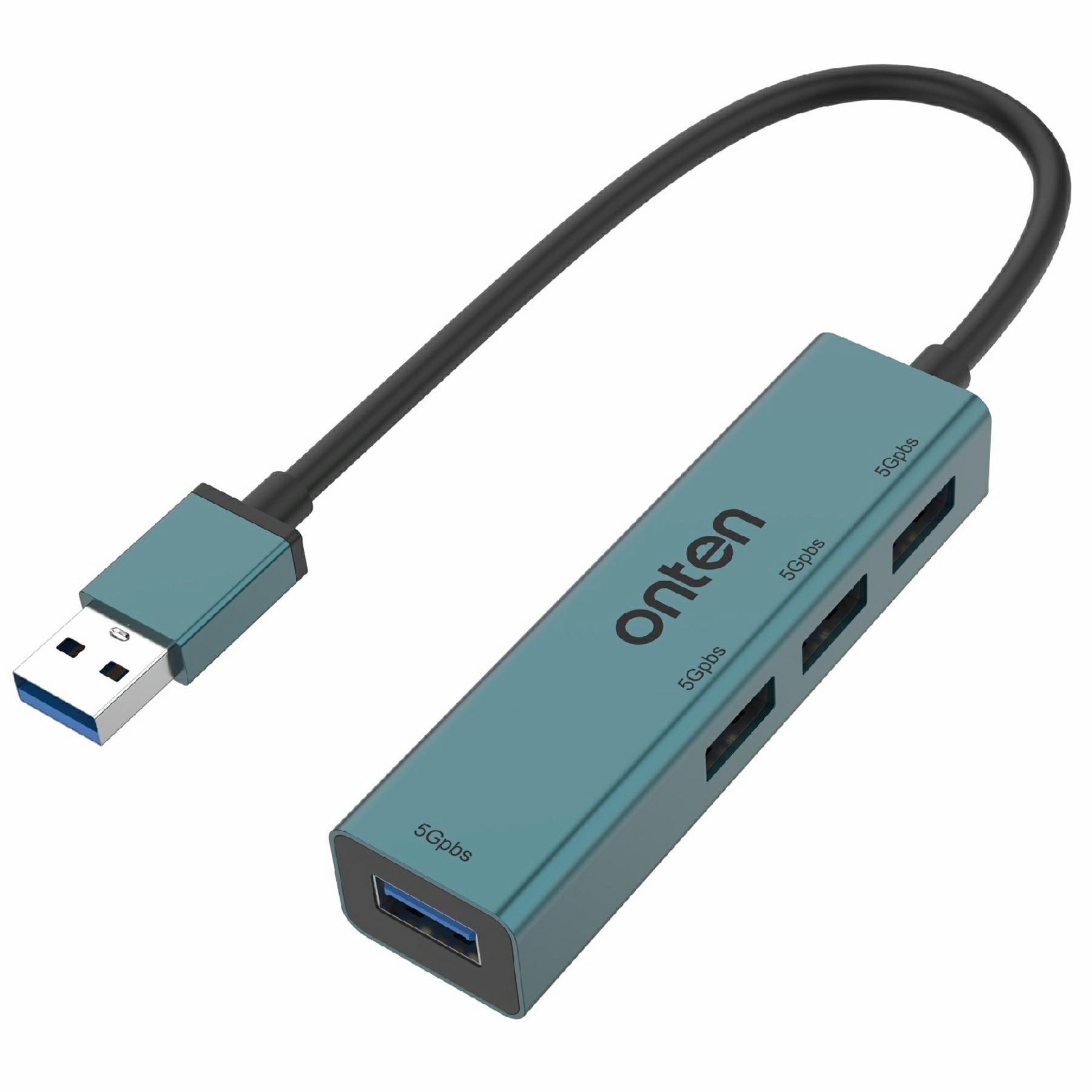 

ONTEN 5222 4 in 1 USB Hub Aluminum Alloy 5Gbps Data Transfer 4xUSB 3.0 Splitter Adapter A