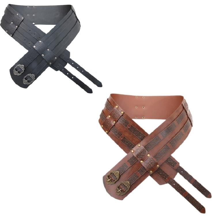 Brown Wide Belt Medieval Embossed Belt Belt Cosplay Medieval Cosplay