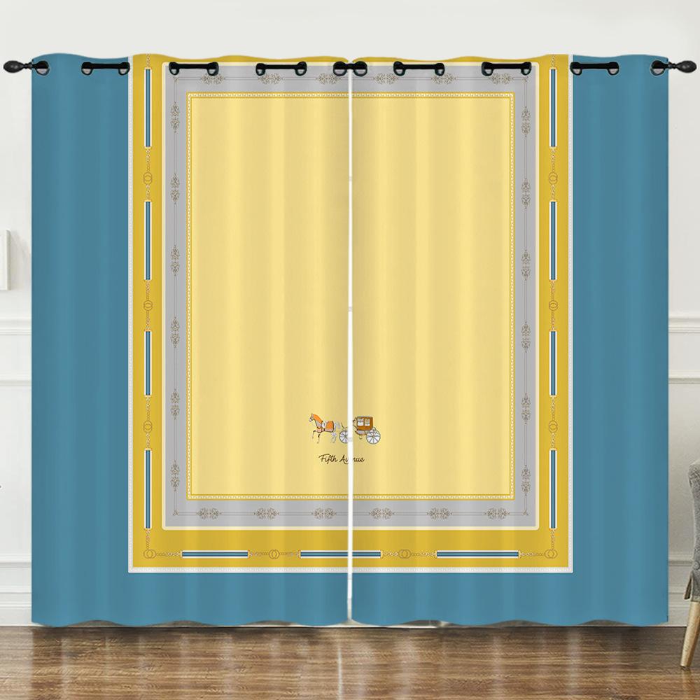 Curtain Flower Simple Full Screen Flower 3D Digital Printing Blackout Curtain Punching