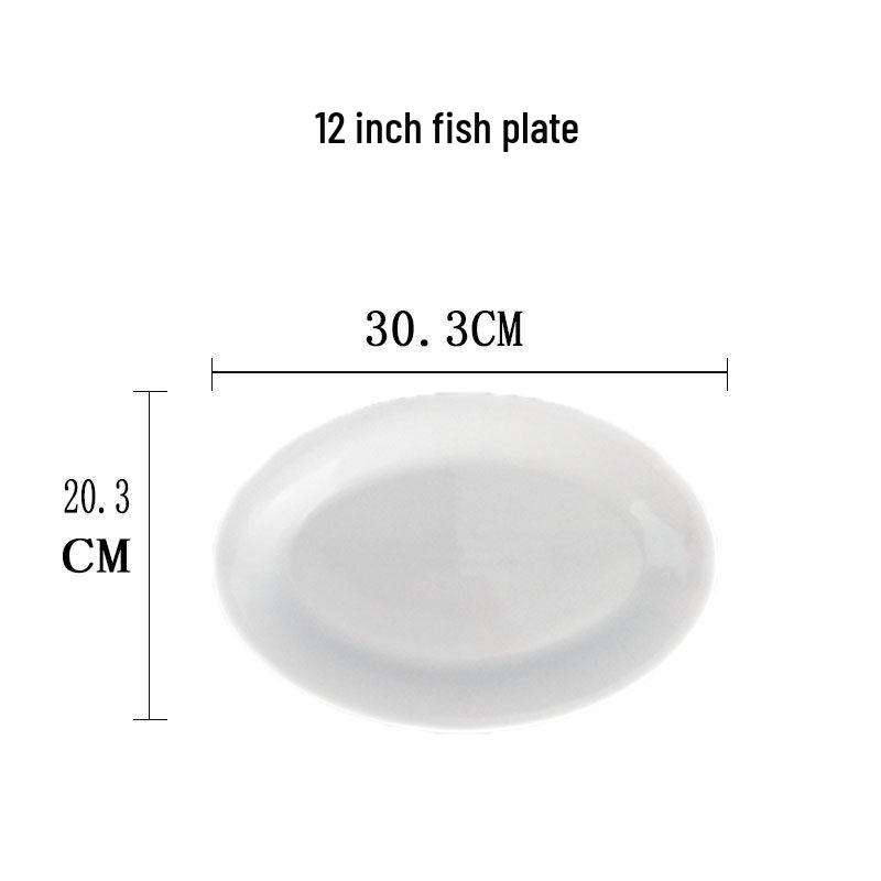 Pure White Ceramic Oval Fish Plate - 14/16/18 Inch - Ideal for Steamed Fish, Vegetables - Perfect for Home, Hotel, or Restaurant Use