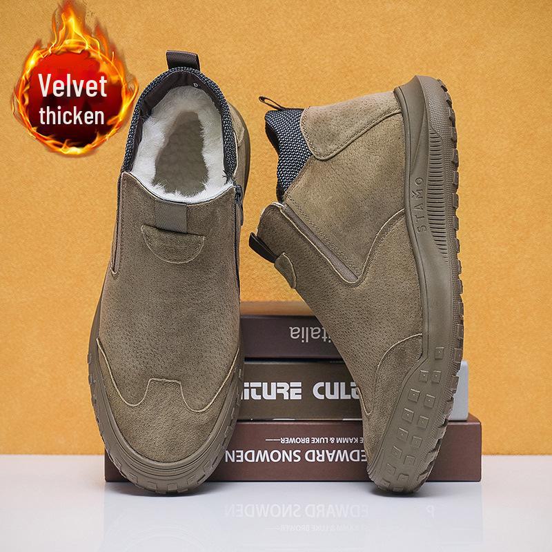 Pánské zimní kotníkové protiskluzové bezpečnostní boty se sametovou izolací pro ochranu v chladném počasí a ve sněhu.